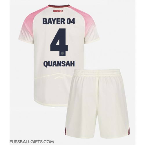 Bayer Leverkusen Jarell Quansah #4 Fußballbekleidung Auswärtstrikot Kinder 2025-26 Kurzarm (+ kurze hosen)